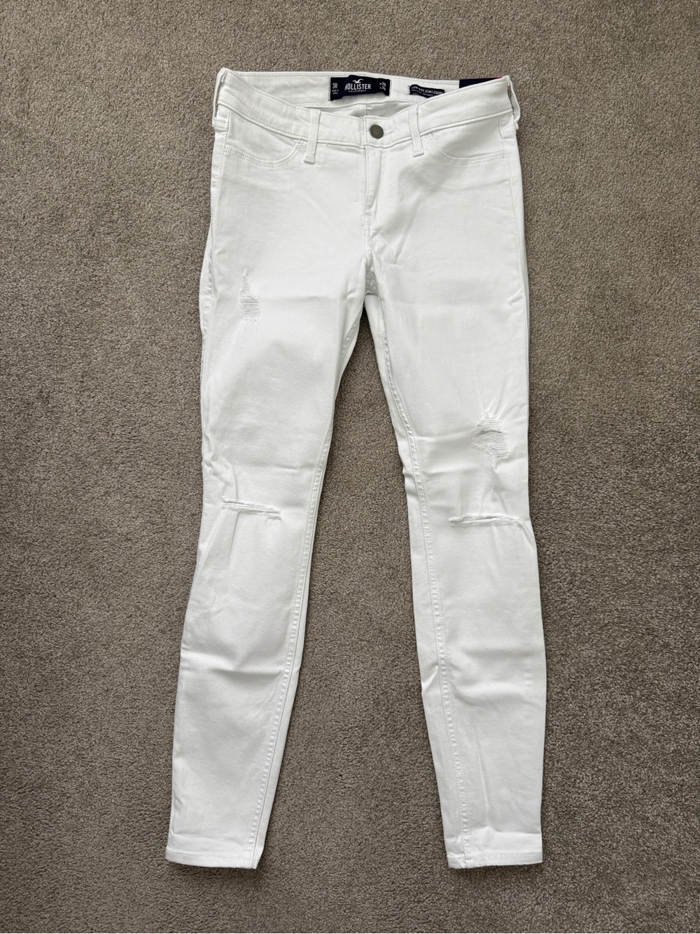 Hollister White Skinny Jeans with Light Distressing